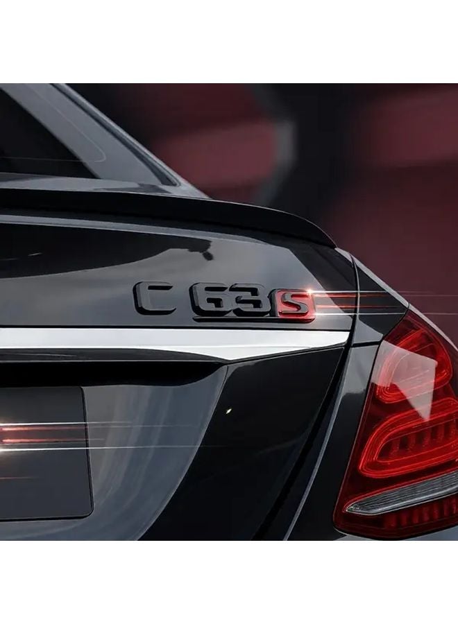 شعار صندوق السيارة ثلاثي الأبعاد اللامع باللونين الأسود والأحمر من مادة ABS طراز C63S لتخصيص مرسيدس بنز - Image 2